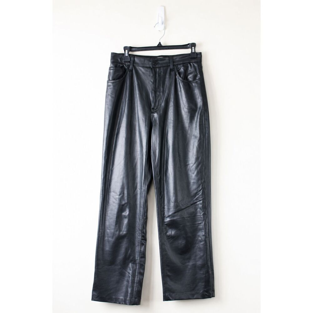 Abercrombie The 90s Straight Vegan Leather Pants Black Size 29 8 High Rise